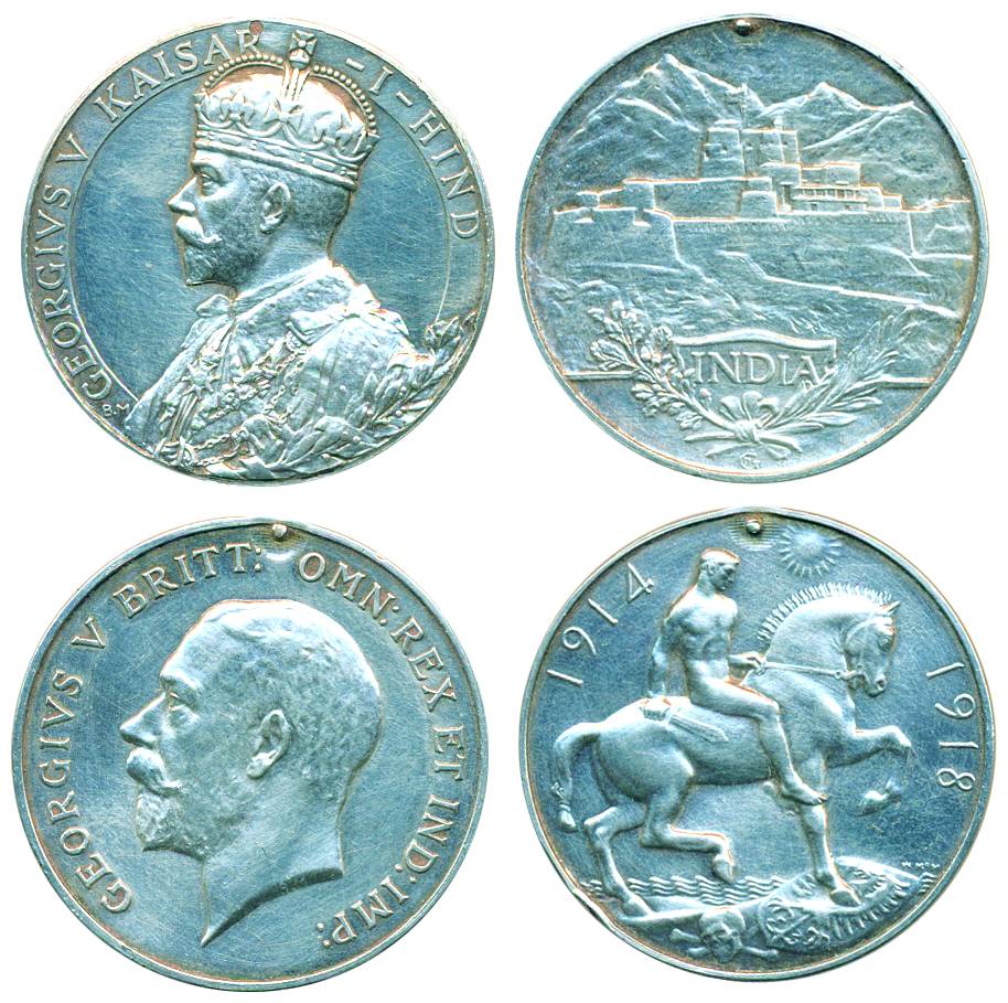 IGS - India General Service Medal, George V, Silver (2), Portrait on obv, Khyber Pass on r