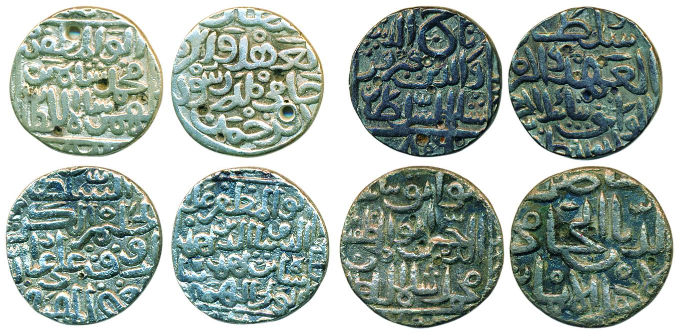 Silver (4), Tanka, assorted lot of various rulers, Taj ud din Firus Shah, Muhmammad Shah, 