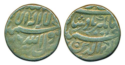 Jahangir, Silver, 13.35 g, Heavy Rupee, Tatta mint, Kalima on obv, nur ud din on rev. Abou
