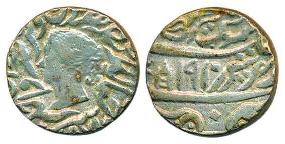Jaswant Singh, Silver, Rupee, Bharatpur Mint, with the name and portrait of Queen Victoria
