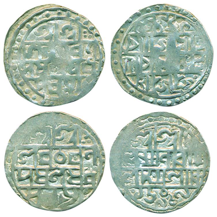 Lakshmi Narayana (1587-1627 AD), Silver, Rupee, Saka 1509, CB Era 92, (KM 45). (2 pcs) Abo