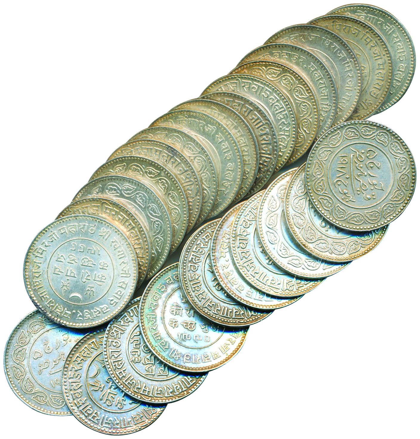 Silver, 5 Koris (35), collection of different years, In the name of George V(26), AD1916/V