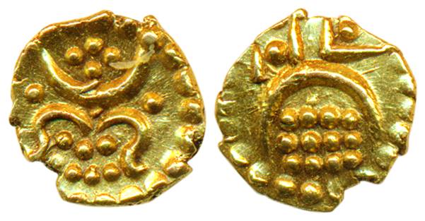 Karthika Tirumal Rama Varma, Gold, ½ Anantaraya, Fanam, 0.19g, ND (1750-90). UNC, Very Rar