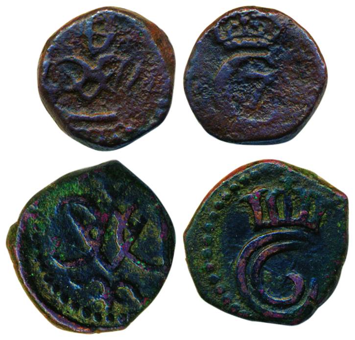 Christian VI and Christian VII, Copper, 4 Cash (2), (KM 142, 145). Very Fine+, Scarce. 2 c
