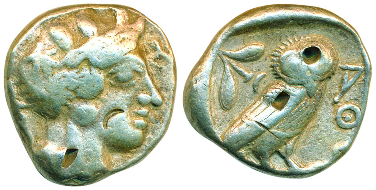 Greece, Athens, 5th century BC, Silver, Tetradrachm, bust on obv, Owl to right and ATHN fo