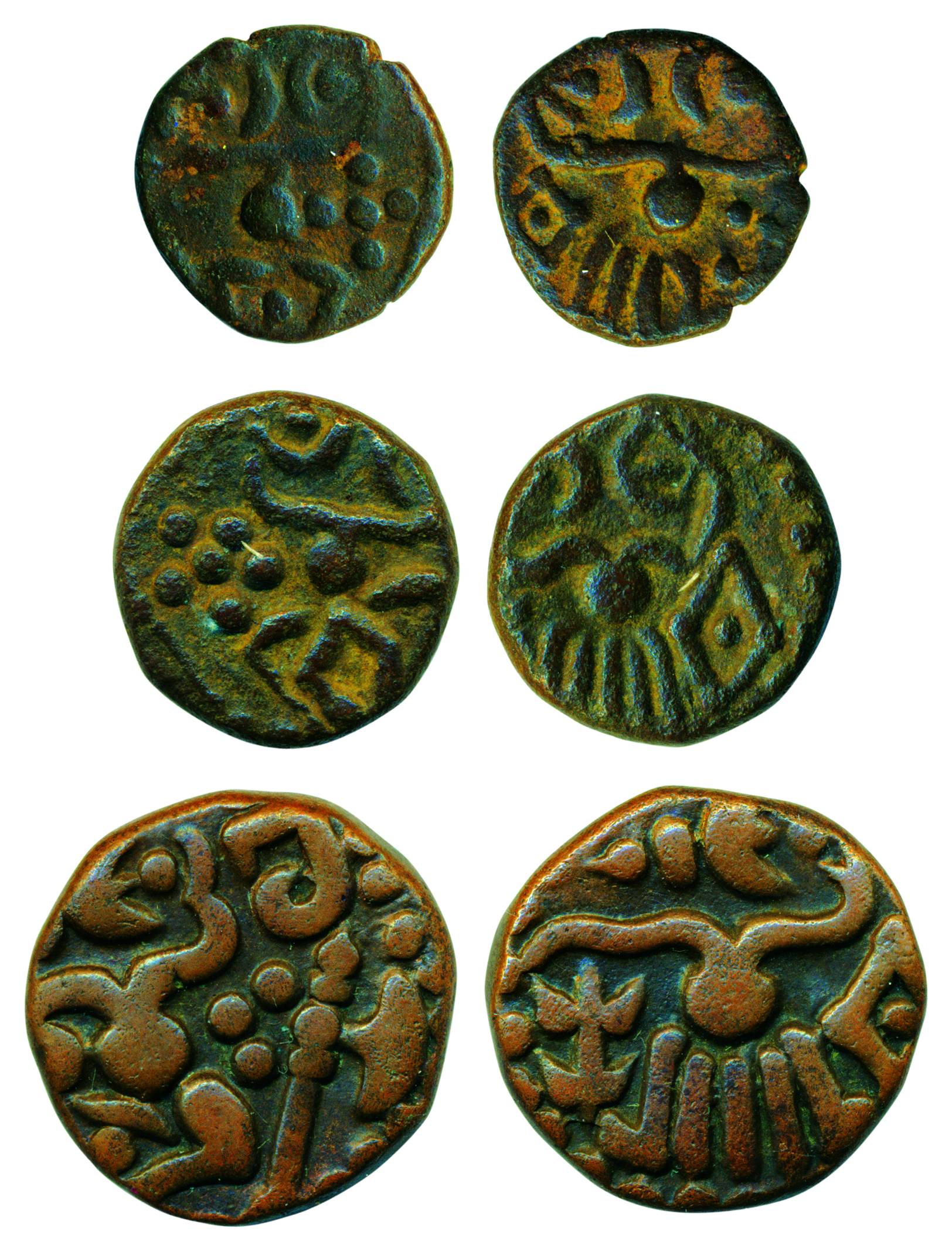 Venad Cheras, Copper (3), Chola-type human figure of the ruler and battle-axe or Parshu on