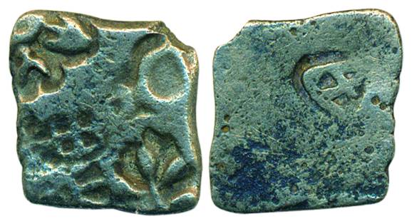 Punch-Marked Coins, Pandyas, 2nd Century, BC, Silver ½ Karshanapana, Five punch type, with