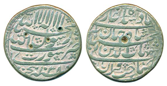 Shah Jahan, Silver Rupee, 11.32g, Surat Mint, AH 1038/ RY 1, four line type. Very fine, sc