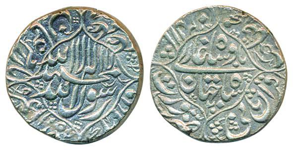 Shah Jahan, Silver Rupee, 11.40g, Surat Mint, AH 1057/ RY 20, Type 230. Nice patina, Extre