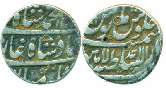Muhammad Shah, Silver Rupee, 11.30g, Dar-ul-sultanate Lahore Mint, AH 113(1)/ RY Ahad, com