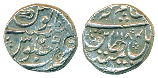 Aurangnagar, Malher Mint, Silver Rupee, 11.29g, in the name of Shah Alam II, AH 1184/ RY13