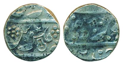 Chikodi, Silver ½ Rupee, 5.60g, Shivpindi and star as mint mark on rev, cleaned. Very fine
