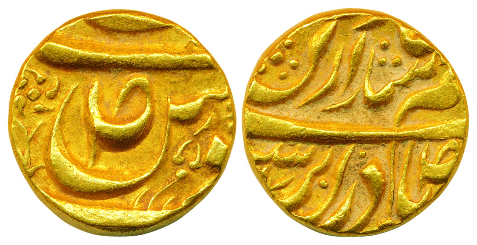 Amar Singh, Gold Mohur, 10.71g, in the name of Ahmad Shah Durrani, letter Suad within the 