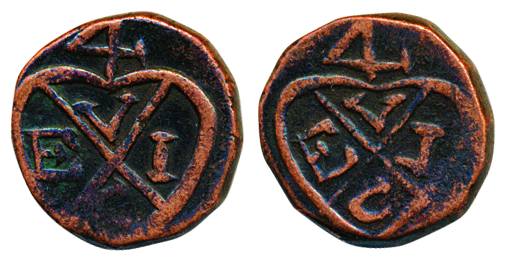 Konkan Issue, Copper Double Piece, 10.56g, Bale mark on both sides. Very fine+, rare.