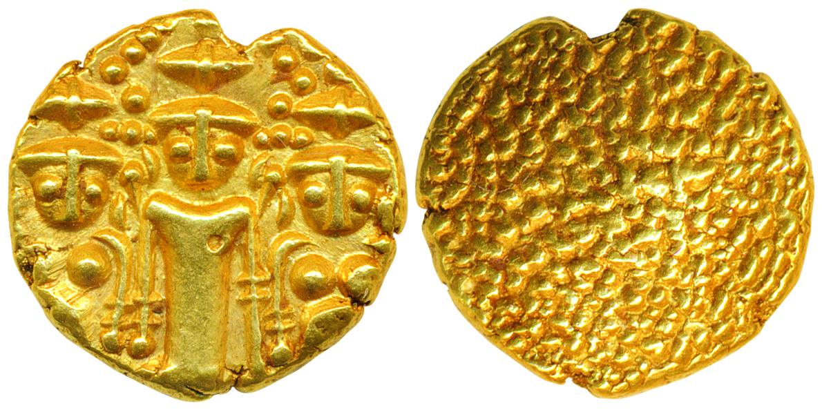 Gold 3 Swami Pagoda, 3.40g, Tirupati Balaji in the Centre and flanked by his wives Shri De
