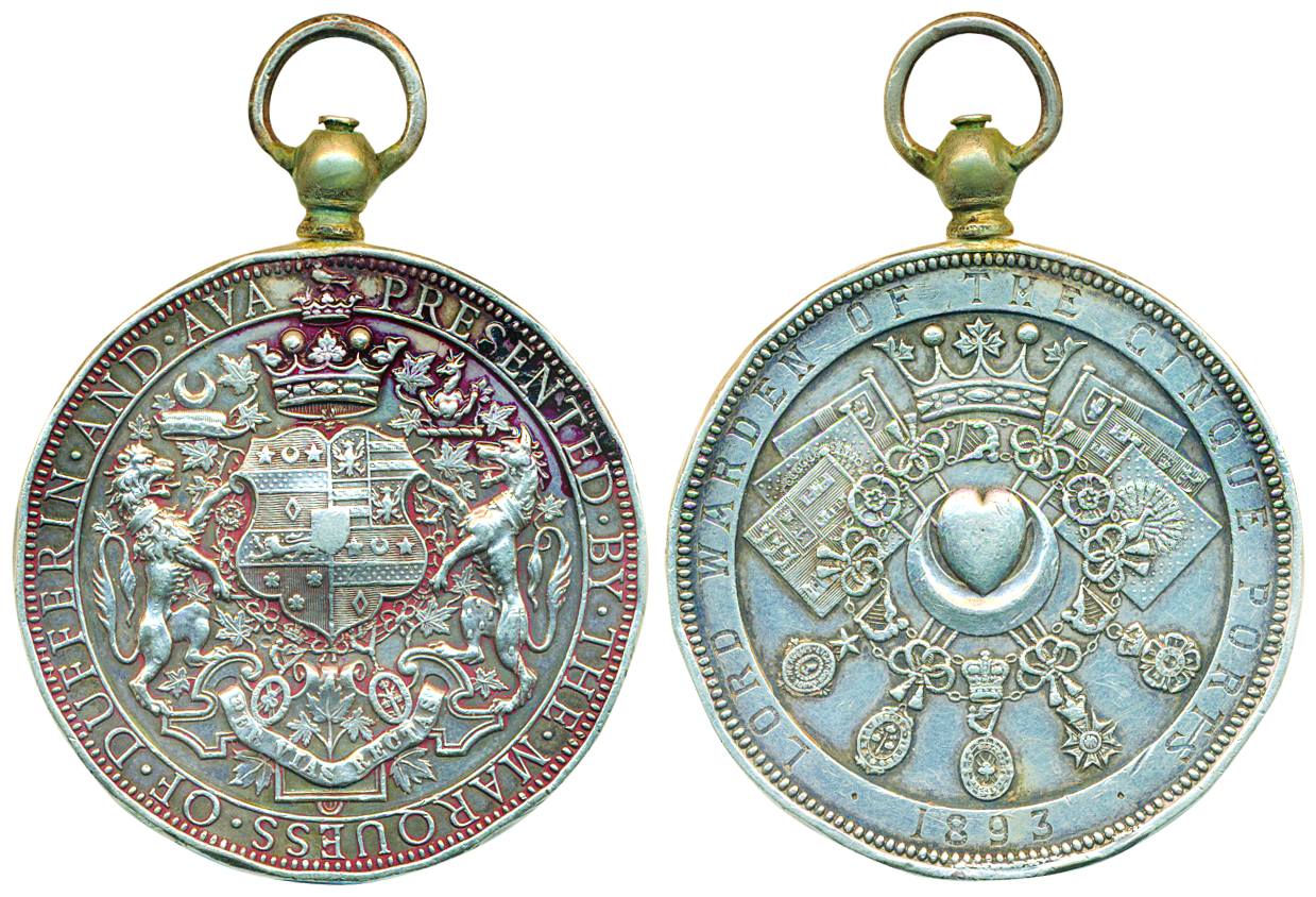 Viceroy Medal, Silver, 79.00g, Lord Dufferin 1893, awarded as the lord warden of the Cinqu
