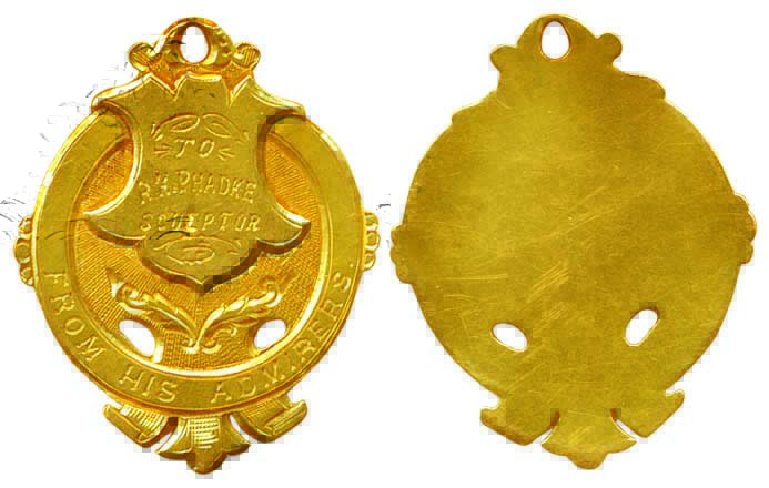 Private medal, Gold, 12.01g, Awarded to R.K.Phadke sculptor, from his admirers, some scrat