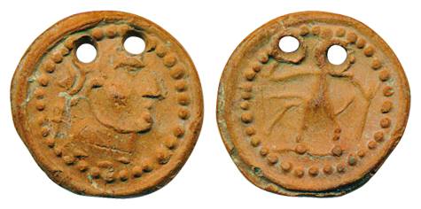 Seal, Roman imitation Terracotta seal- (c. 1st cen.), Roman Type bust to right surrounded 