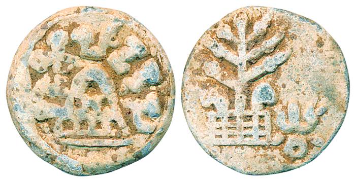 Chutkulanand (c. 30 BC to AD 70), lead, 15.19g, Obv: 8 Arched Hill, Brahmi legend Around, 