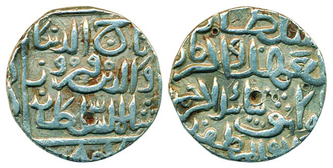 Taj-ud-din Firuz Shah, Silver Tanka, 10.77g , AH 8XX (BH# 63). Shroff marks, Fine+, scarce