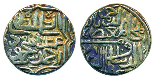 Ahmadshah III, Silver Double Tanka, 14.48g, mint less type, AH 963 (Rajgor # 2404 G&G # G 