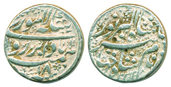 Jahangir, Silver Rupee, 11.34g, Lahore Mint, Badabar couplet AH 1032/RY 18. Shroff marks, 