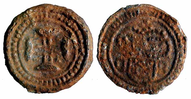 Daman & Bassein, Lead, 20.34 g, usual Cross on obv, Crown and initials D & B on rev. About