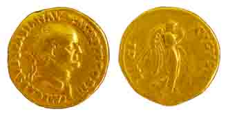 Romans, Trojan, Gold, portrait of the Emperor to right on obv; Goddess to right on rev. Ab