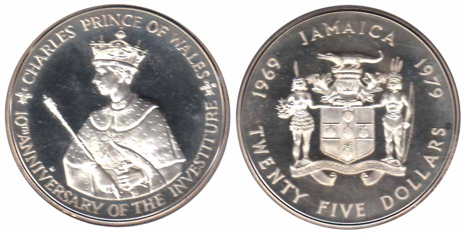 Jamaika, Silver, 210 g, $ 25, 1969-1979, commemorating the 10th Anniversary of the Investi