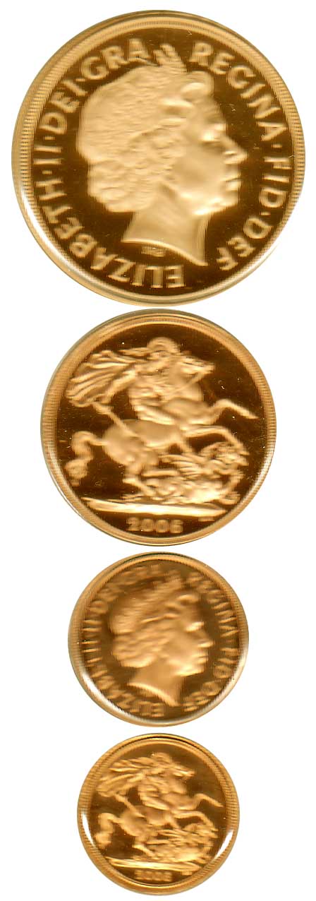 United Kingdom, Gold Proof Four-Coin Sovereign Collection, 2006, 5 Pounds, 39.94 g; Double