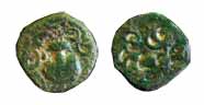 Guptas, Chandragupta II, 4th century AD, Copper, 0.66 g, a purna-khumbha (auspicious Hindu