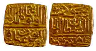 Ghiyas Shah, Gold, Square Tanka, mintless, AH 888 (Rajgor# 3123; G&GM# 66). Test marks, Ve