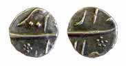 Aurangzeb, Silver, 0.50 g, 1/32 Rupee, probably Burhanpur Mint. Very Fine+, Rare.
