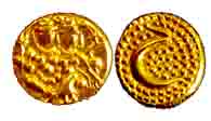 Haider Ali, Gold Pagoda, Shiva-Parvati type and Persian he on rev (KM 15). About Extremely