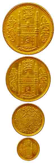 Mir Mahbub Ali Khan II, Gold (4), Set of 4: Ashrafi, ½, ¼ and 1/8 Ashrafi, Char Minar type
