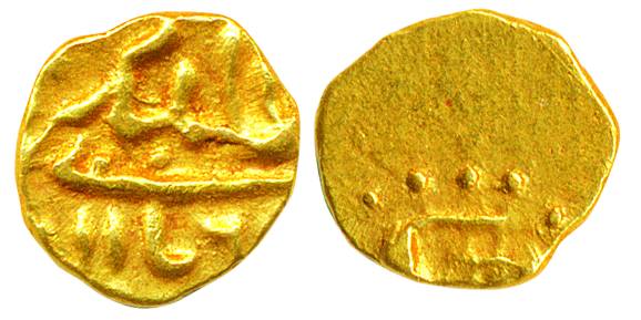 Alamgir II, Gold ½ Fanam, 0.18g, Karappa Mint. Very fine+, scarce.