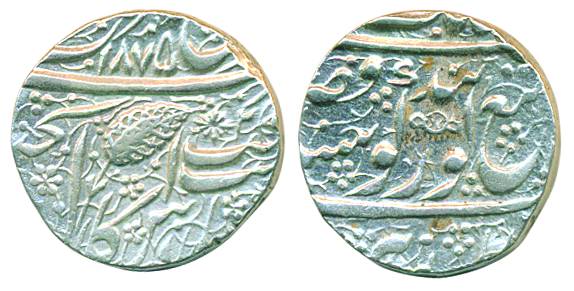 Ranjit Singh, Silver Rupee, 11.13g, Amritsar Mint, VS 1875, Obv: Fath Guru Gobind Singh le