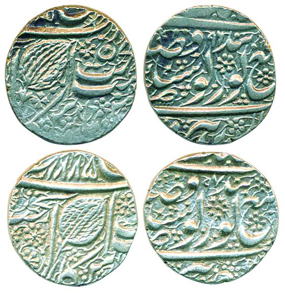Ranjit Singh, Silver Rupee (2), Amritsar Mint, Obv: Fath Guru Gobind Singh legend with fix