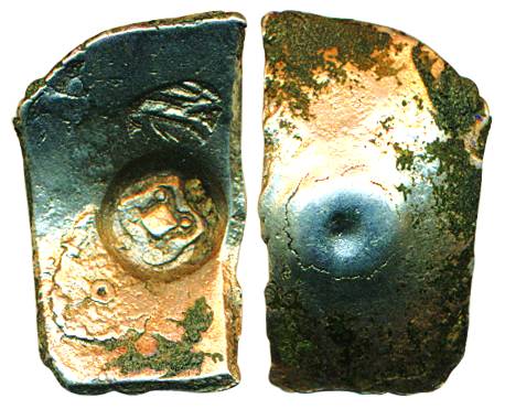 Punch Marked Coins, Narhan, Silver 5 Shana, 6.67g, Obv: single square shaped bold punch in