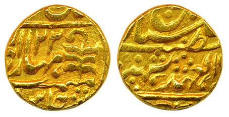 Madho Singh II, Gold Mohur, 10.87g., Regal issues, in name of Queen Victoria, RY 22, regna