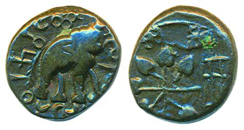 Satavahanas, Vasishthiputra Pulumavi Siri Satakarni, Copper Unit, 6.59g, Obv: elephant wit