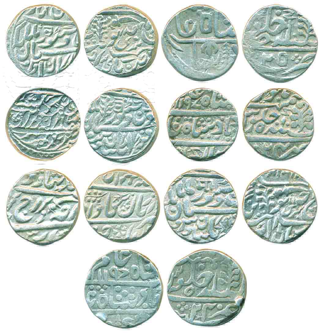Silver Rupees (7), various type and dates, all different varieties, interesting marks. Ver
