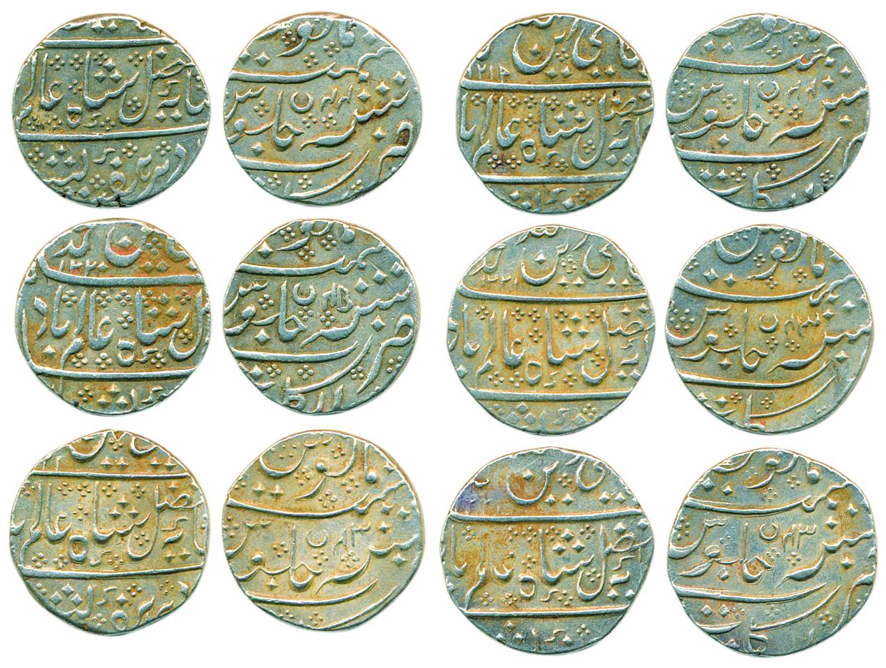 Silver Rupees (6), Arkat Mint, in the name of Shah Alam II, RY43(3)/44(2) &45. Very fine t