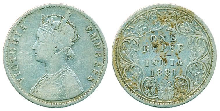 Victoria Empress, Silver Rupee, 1881, Calcutta Mint, A 1/I ‘C’ Incuse (Pr# 119).Fine+, sca