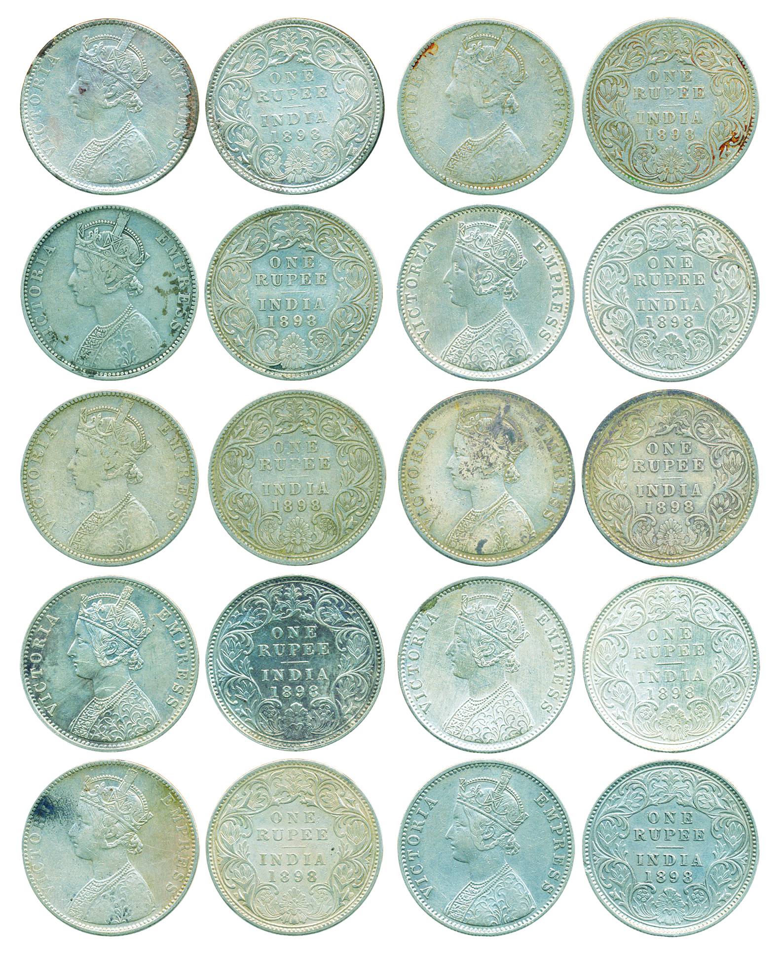 Victoria Empress, Silver Rupees (10), 1898, Calcutta Mint (5) C/I/C incused and Bombay Min