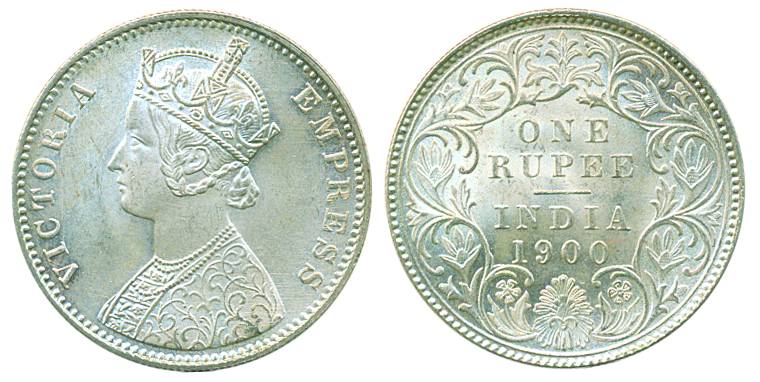 Victoria Empress, Silver Rupee, 1900, Calcutta Mint, C3/I ‘C’ Incuse (Pr# 138). About unci