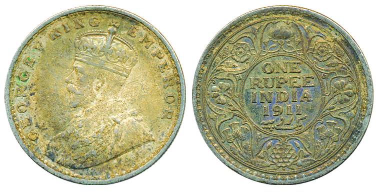 George V, Silver Rupee, 1911, Bombay Mint, pig type (Pr# 217). Very fine, scarce.