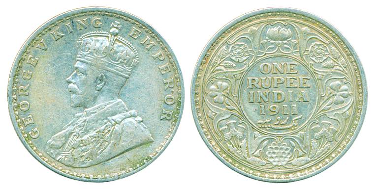 George V, Silver Rupee, 1911, Bombay Mint, pig type (Pr# 217). Very fine, scarce.