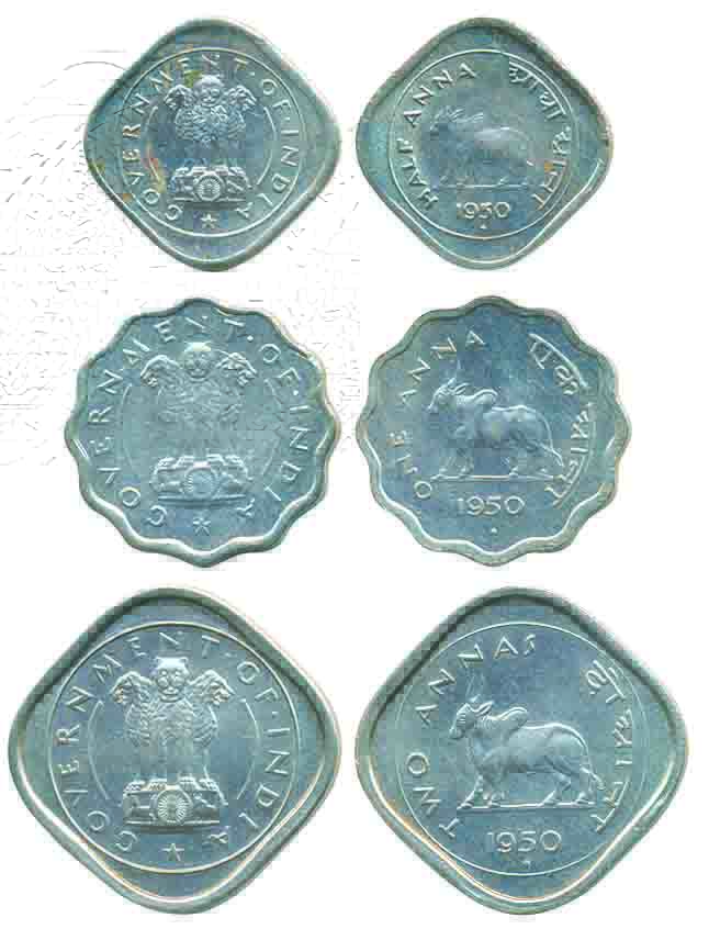 1950, Cupro-Nickel, Set of 3, ½ Anna, 1 Anna&2 Annas, Bombay Mint (Bawa-Gupta# 25a, 26a an