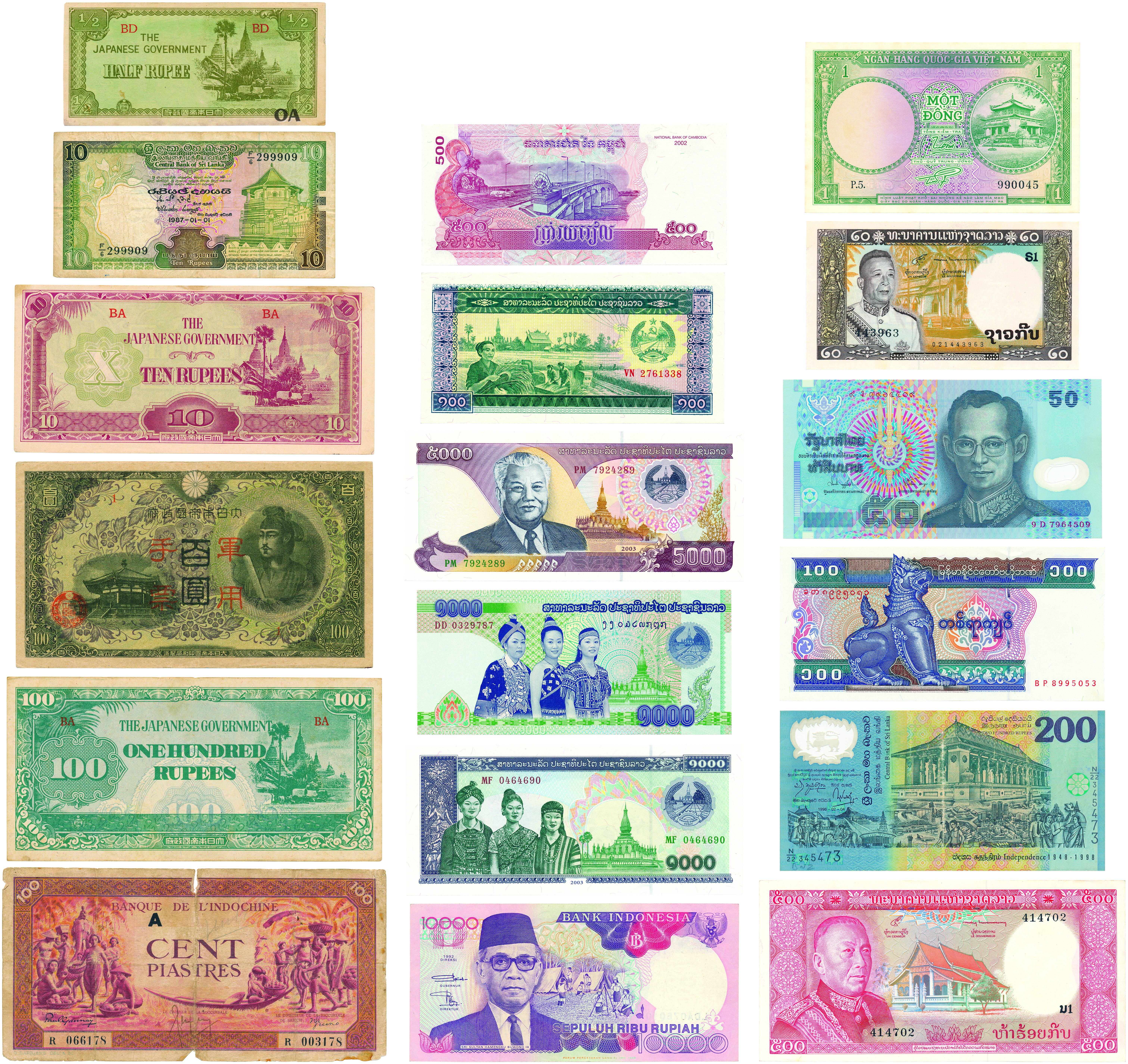 A collection of world bank notes on Ancient Buddhist Monuments of the world (18) featuring